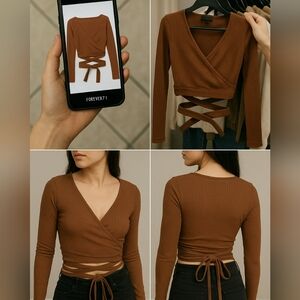 COPY - Forever 21 Women's Brown Wrap Top